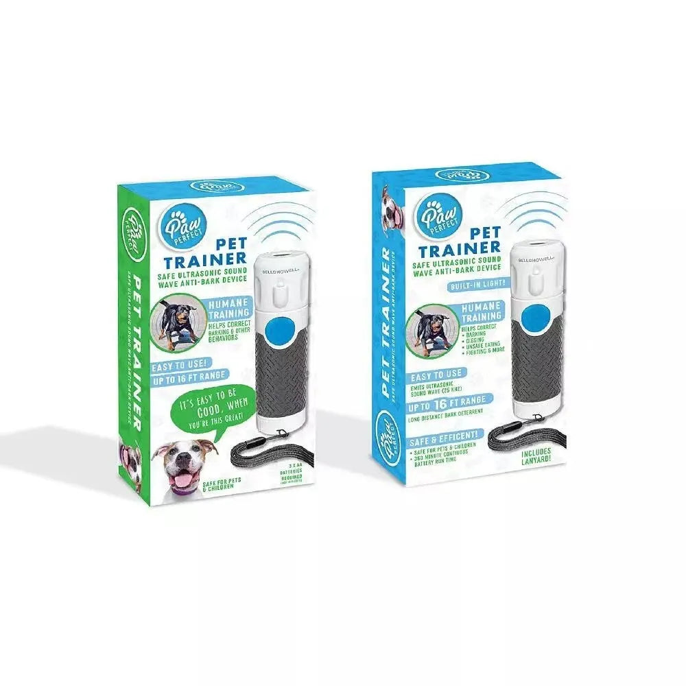 White handheld ultrasonic dog bark trainer with compact design