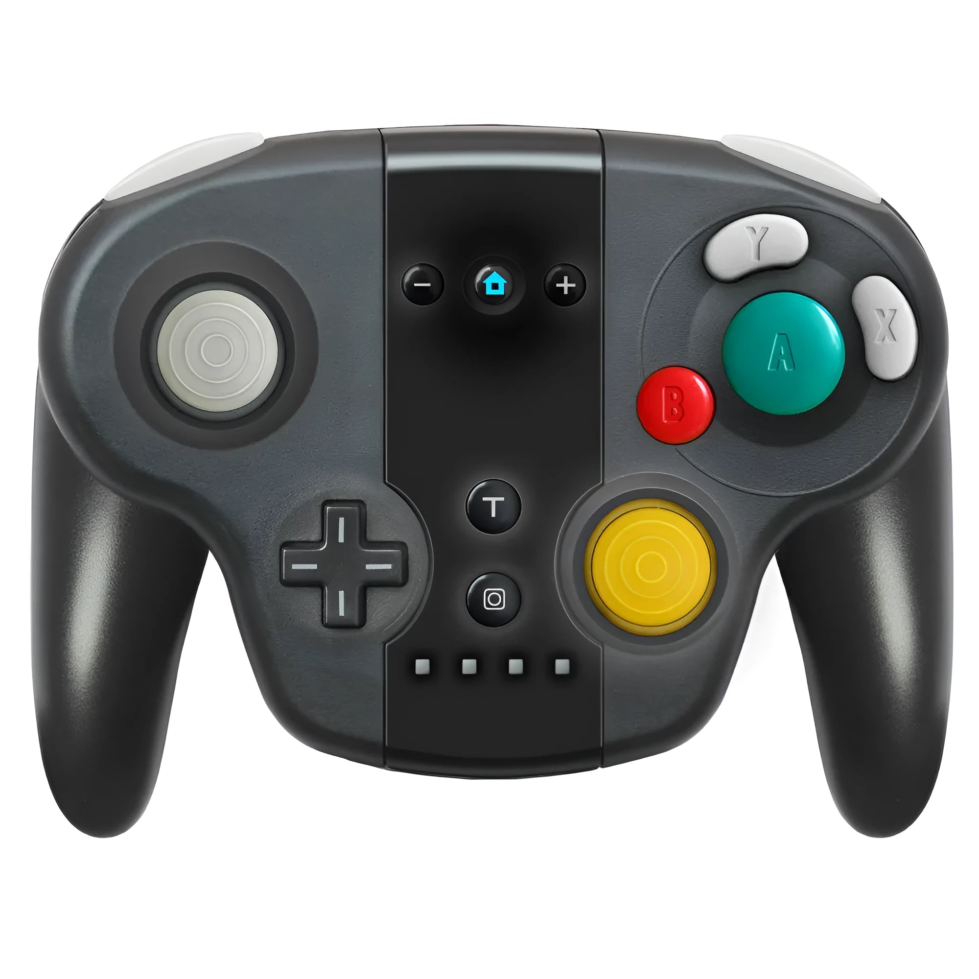 Black wireless gamepad controller with NFC for Nintendo Switch and Windows PC gaming