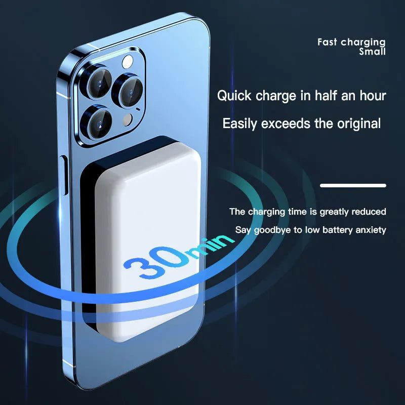 Pink purple white magnetic wireless power bank with 20000mAh capacity and plastic shell