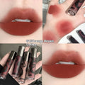 Lava Secret matte liquid lipstick tube showing no-stain technology and five natural shade options