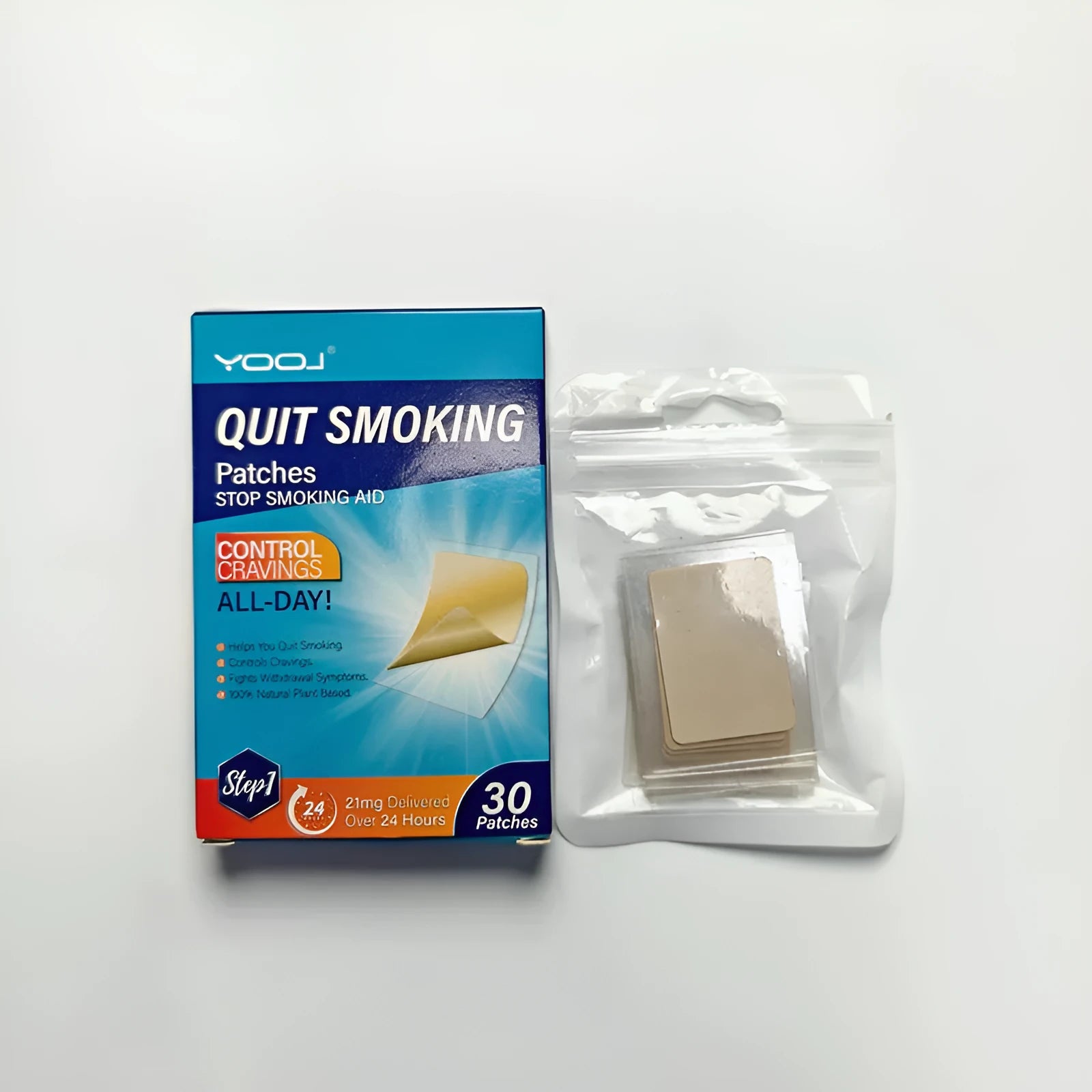 Box of 30 plant extract nicotine patches for adult smoking cessation