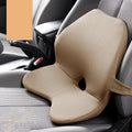 Car lumbar support cushion with memory cotton fill, shown in a grey colour on a car seat.