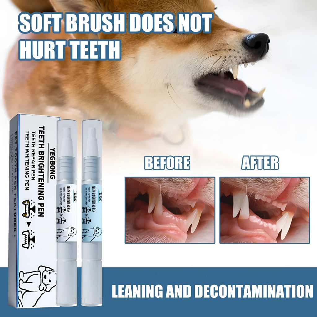 Pet teeth whitening pen with dental brushes for dogs and cats oral care