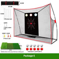 Golf swing wedge training net set with cross net, target mat, practice balls, tee, and accessories