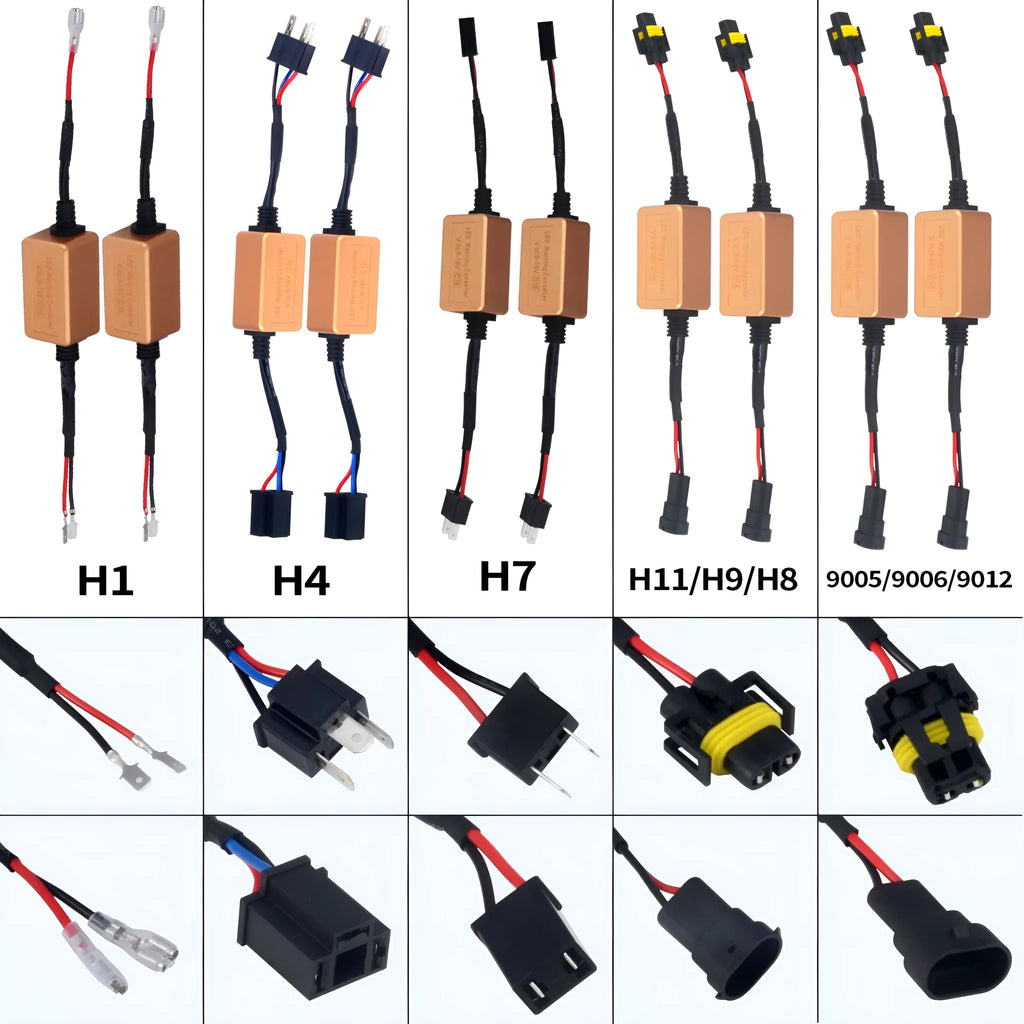 Black alloy LED car headlight Canbus decoder for H4 H7 H11 compatibility.