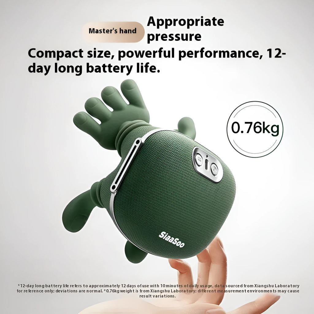 Hand shoulder cervical oblique muscle massager in N7 moss green colour with USB cable
