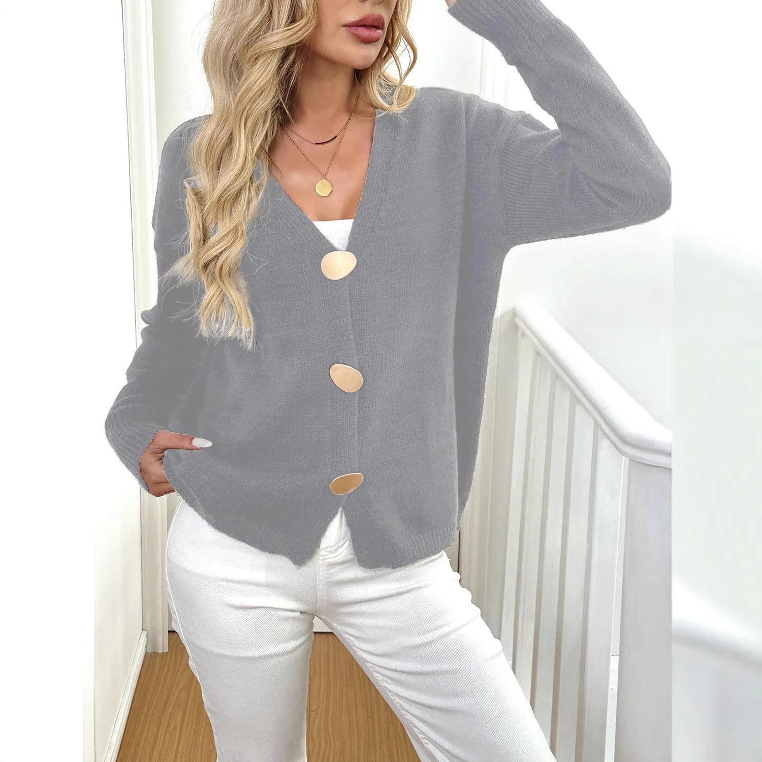Women's black deer plush long sleeve sweater coat with princess sleeves and irregular hem