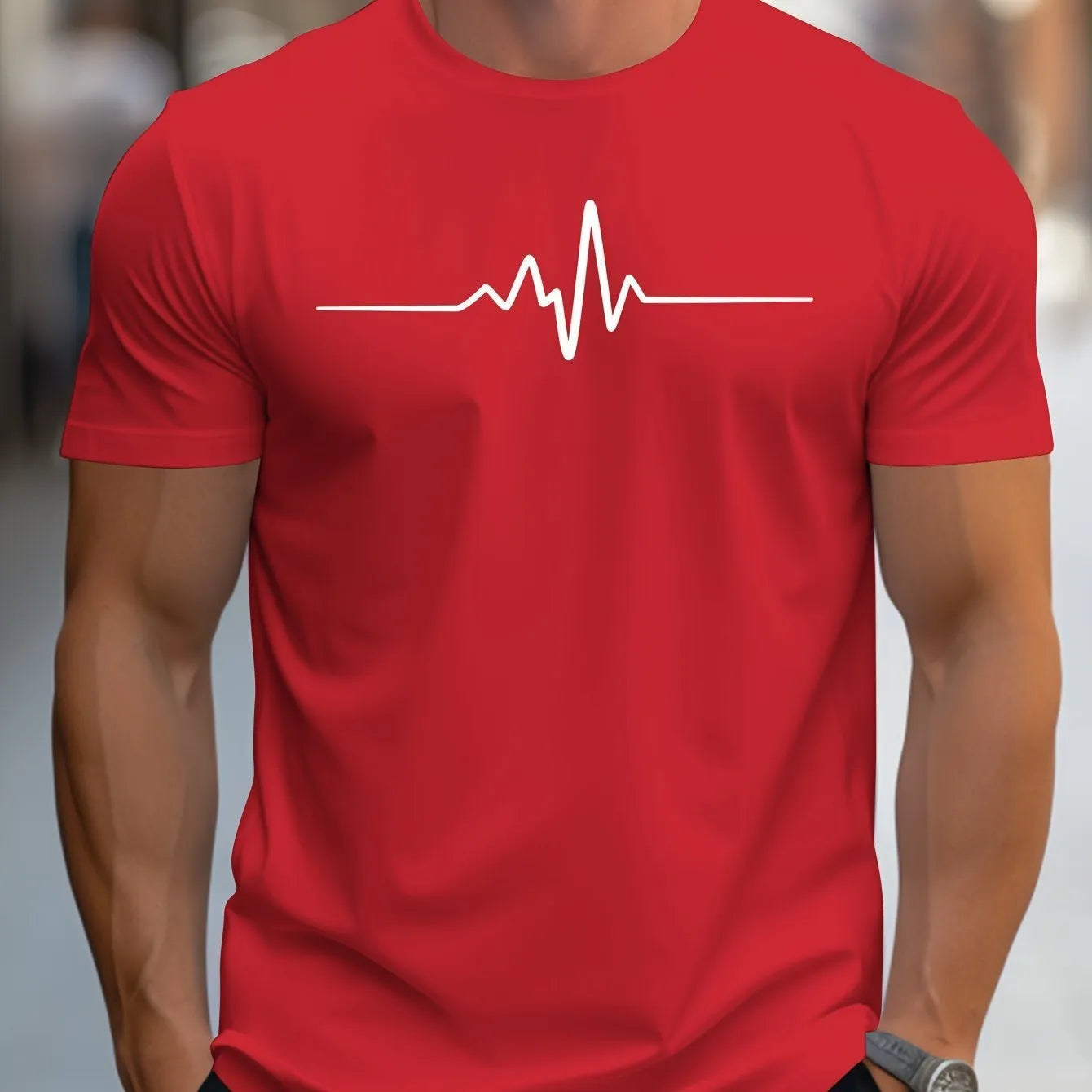 Men's loose fit short sleeve t-shirt with 3D sports pattern lettering in chemical fibre blend fabric