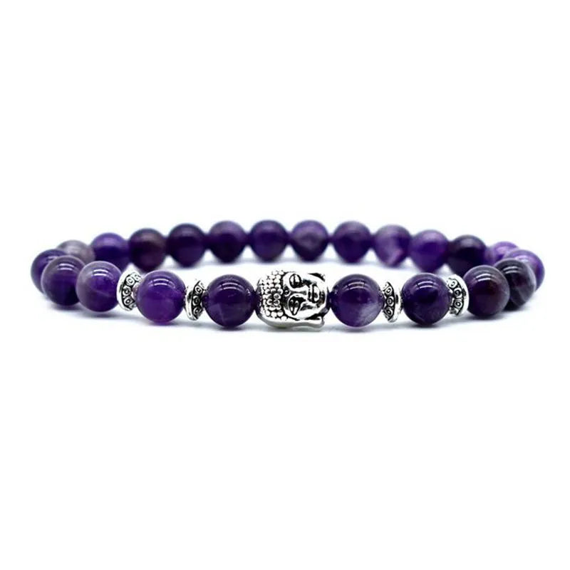 Unisex adjustable bracelet with a 19mm Buddha head charm in tiger eye stone.