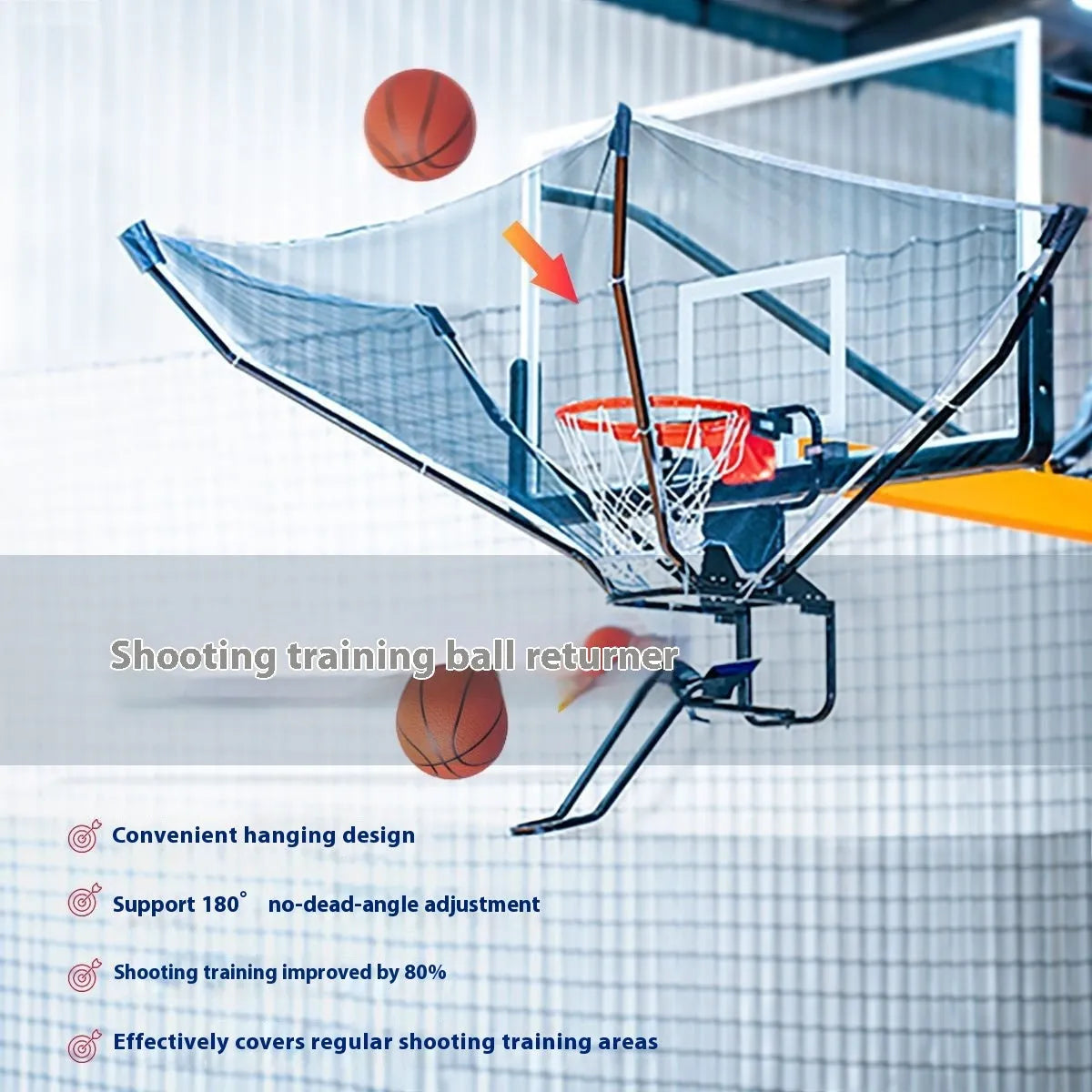Automatic basketball return training device with cowhide leather target and iron frame