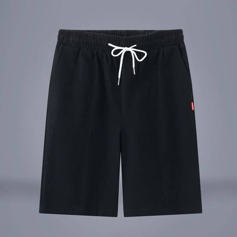 Chinese style solid colour cropped pants in cotton linen fabric with drawstring waist