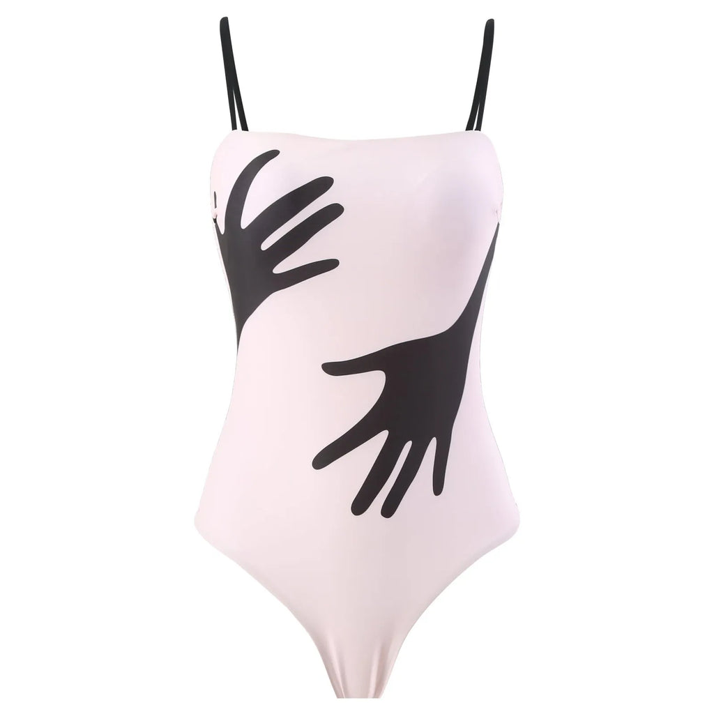 Women's pattern print one-piece bikini swimsuit with detachable tulle skirt