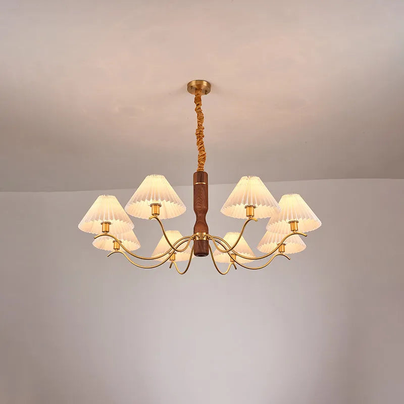 Walnut wood American retro bedside wall lamp with fabric shade and E27 socket