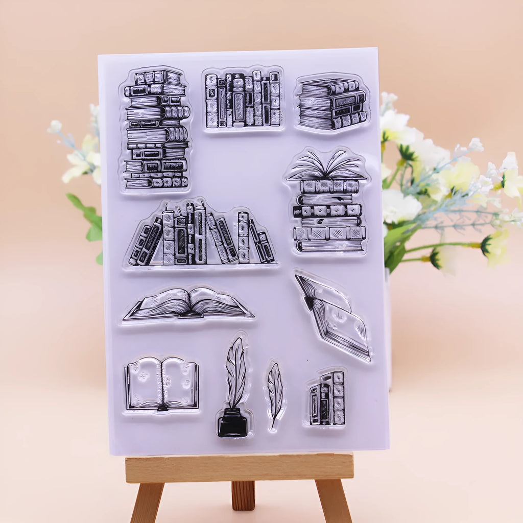 White seal pattern transparent silicone stamp with adhesive backing, 11 by 16 centimetres.