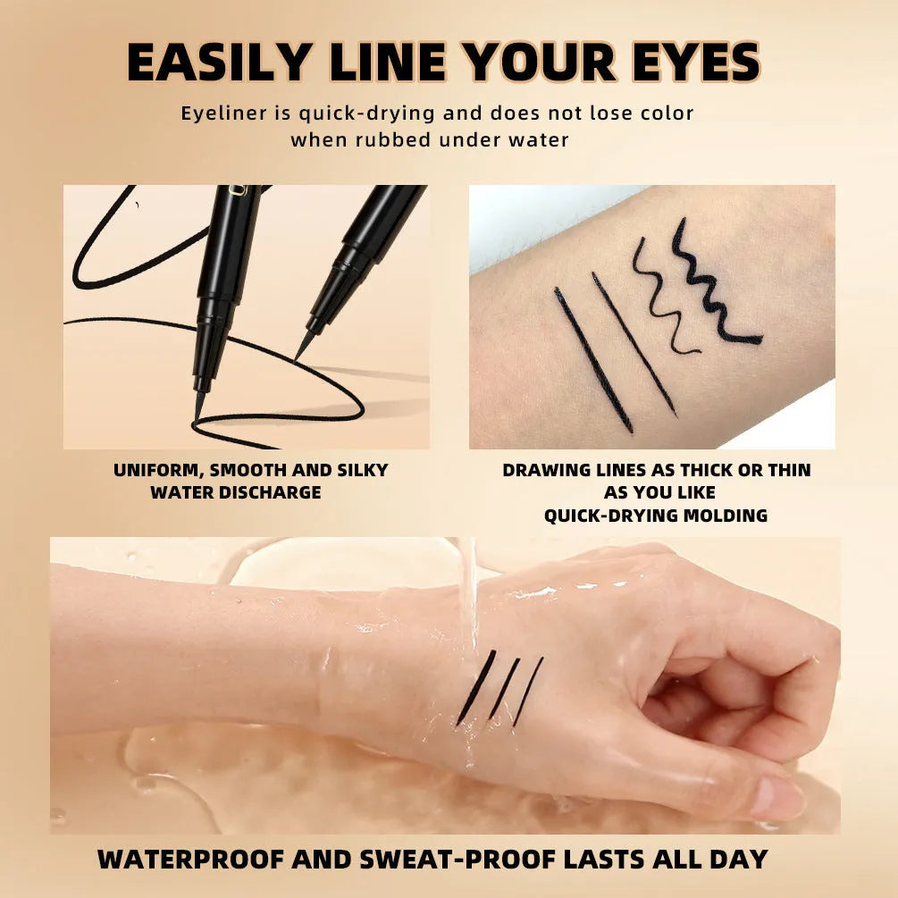 Q2407 black liquid eyeliner pen with sweat-proof and quick-drying properties