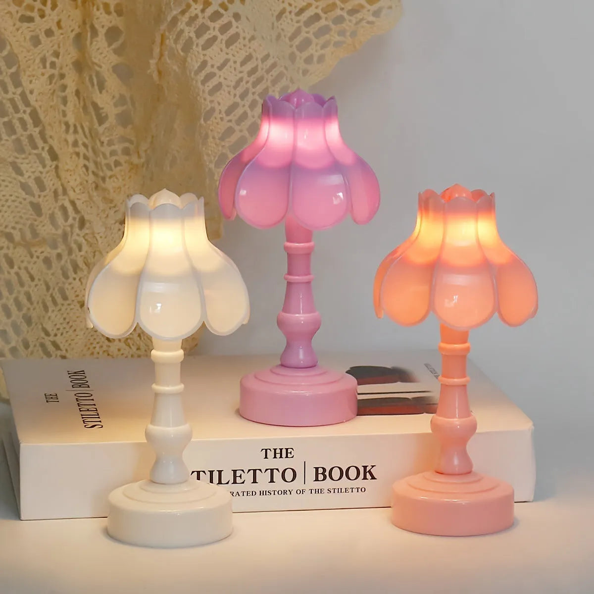Retro pagoda shaped night lamp with geometric stereo design in modern simplicity style