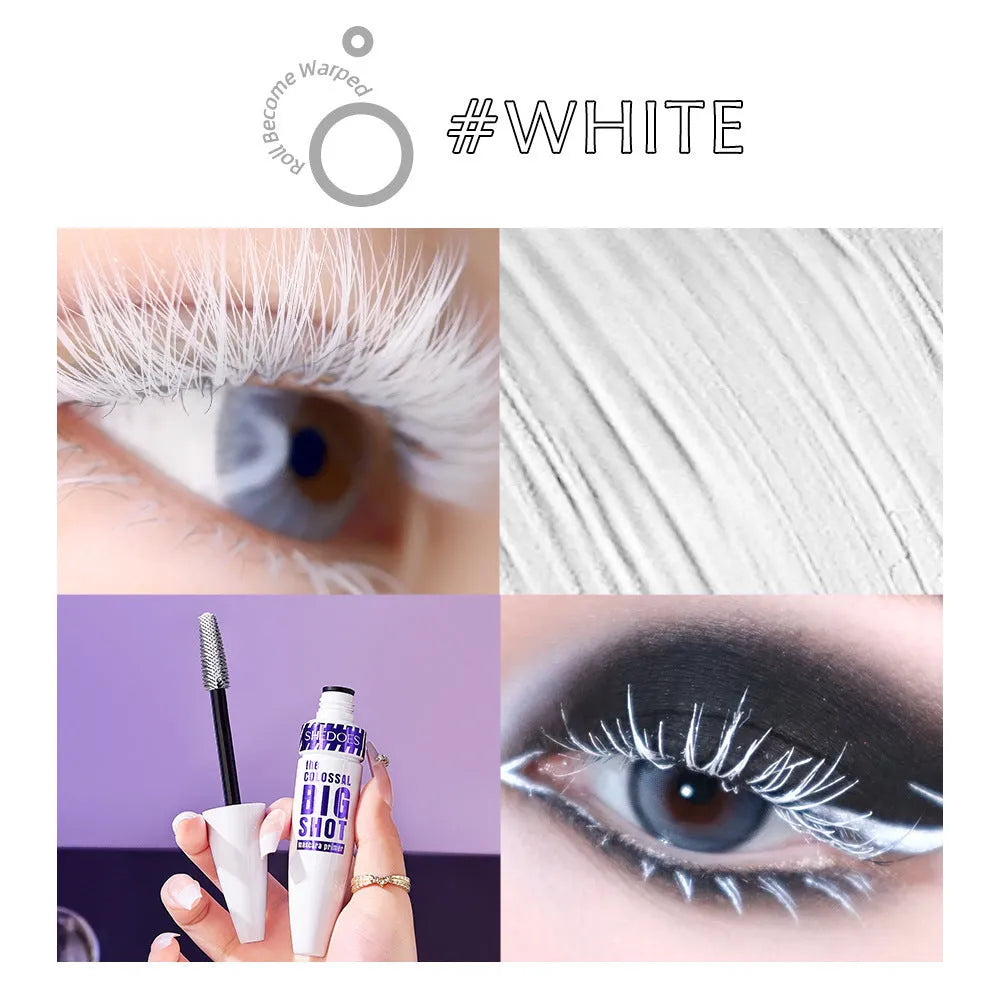 White waterproof mascara 10ml with curling and sweatproof quick-drying formula