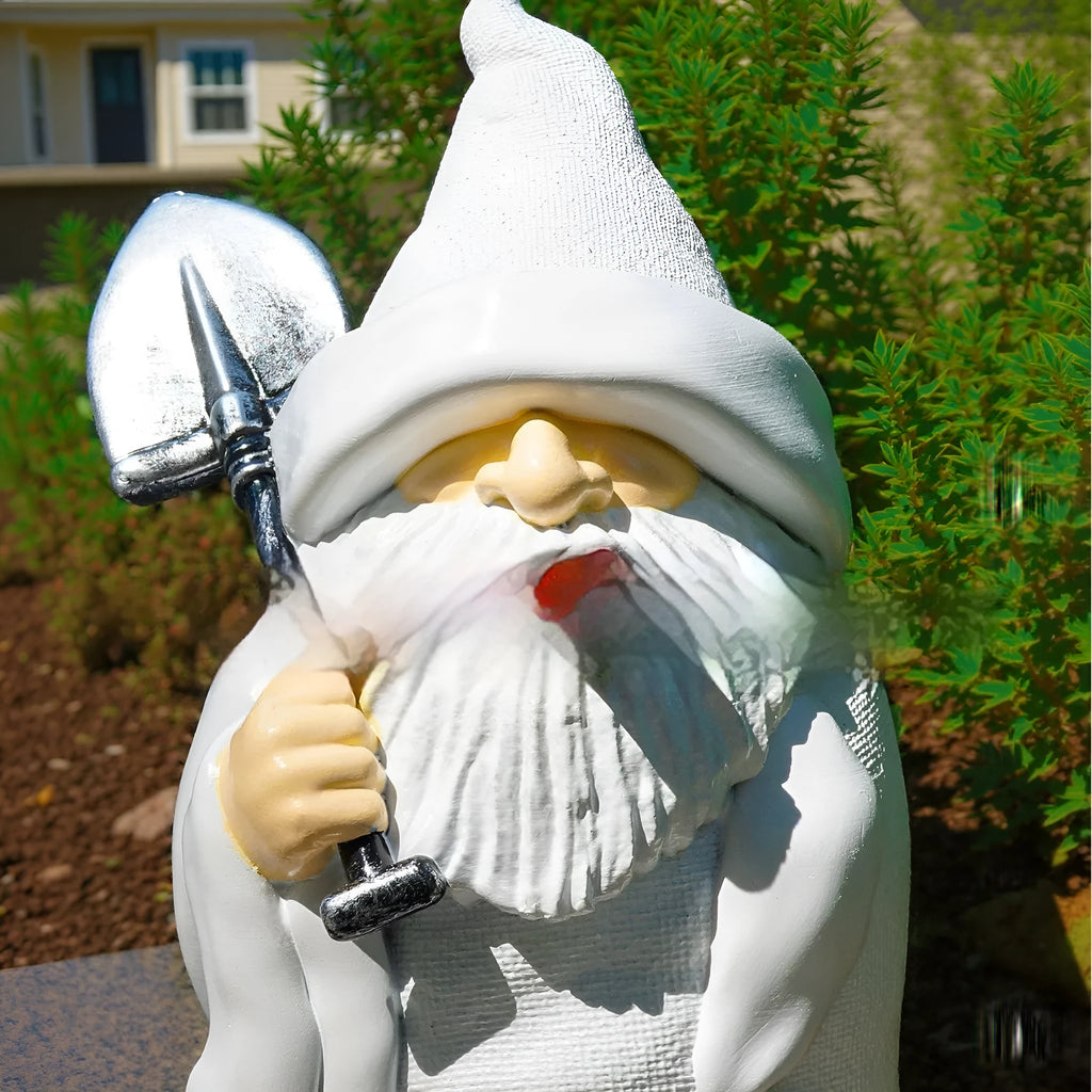 Christmas garden ornament featuring smoking shovel dwarf resin craft decoration