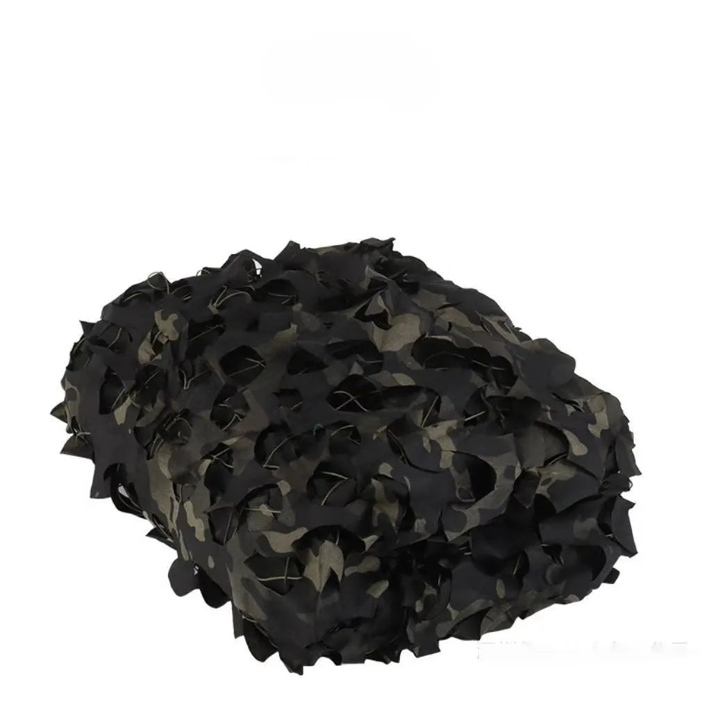 Green camouflage net cover with UV protection shown in desert camouflage pattern for outdoor use