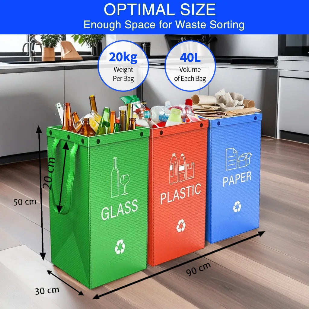 Blue foldable 40L handbag garbage bin for household waste classification and storage.