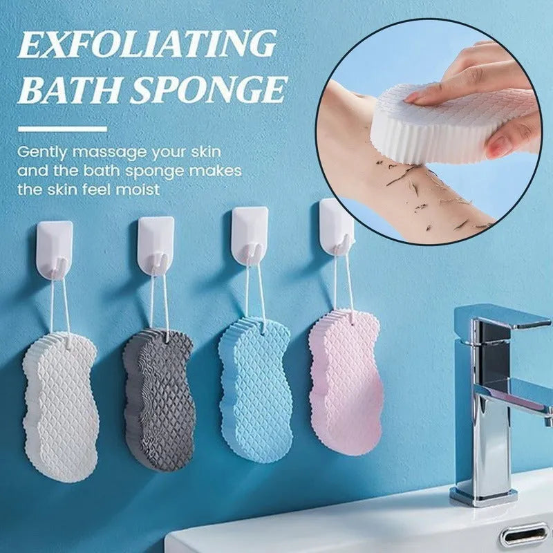 3D fish scale pattern bath sponge in white colour for body exfoliation