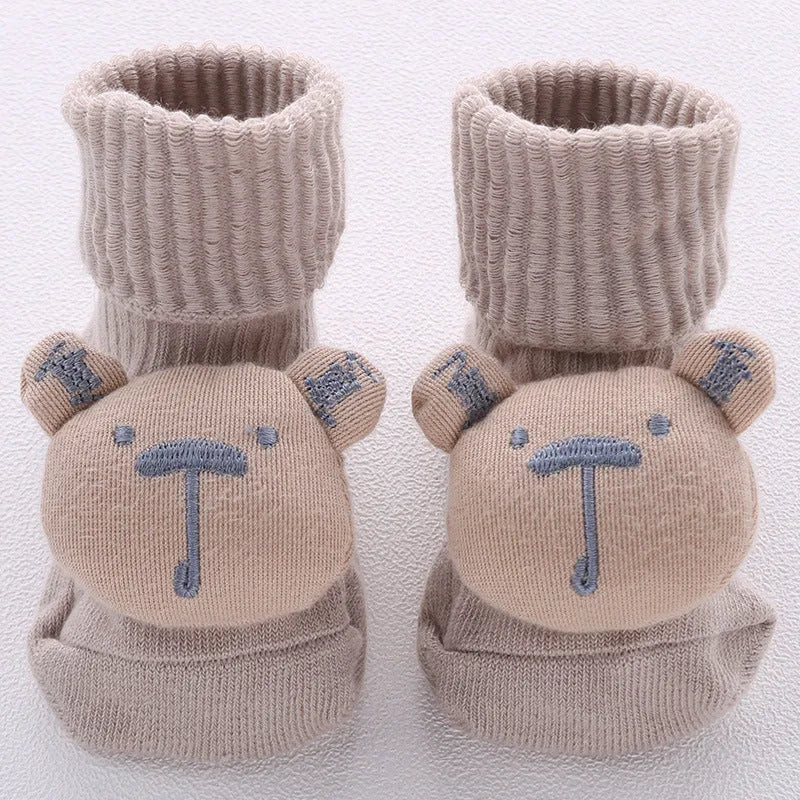 Cotton baby floor socks with anti-slip soles in multiple colours and patterns