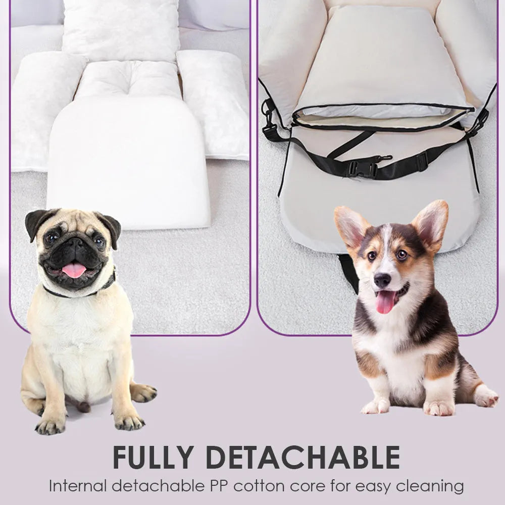 Pet car carrier in light grey with waterproof fabric and PP cotton cushion, 60x50x55cm