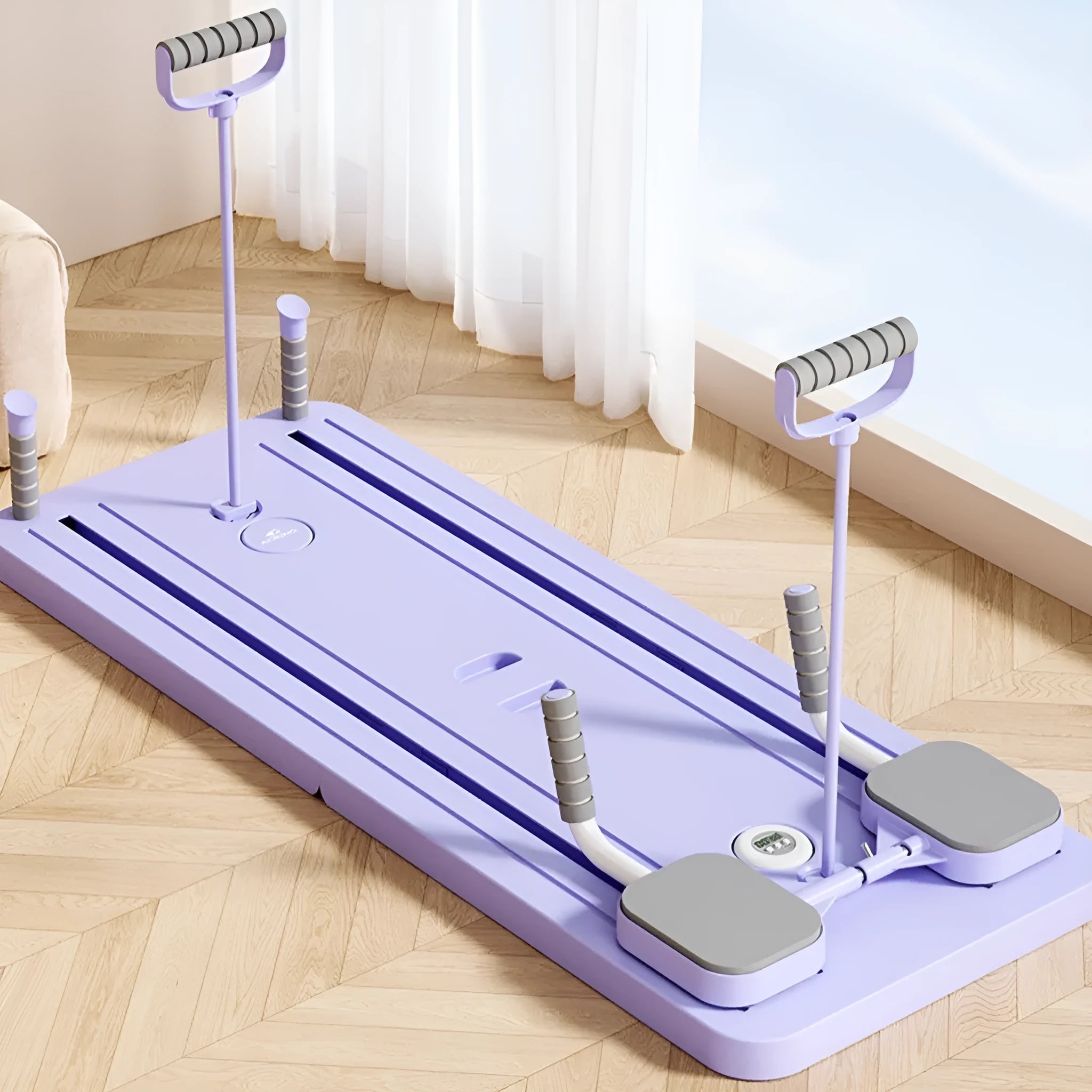 Standard purple fitness board with automatic rebound abdominal wheel for multi-functional exercises