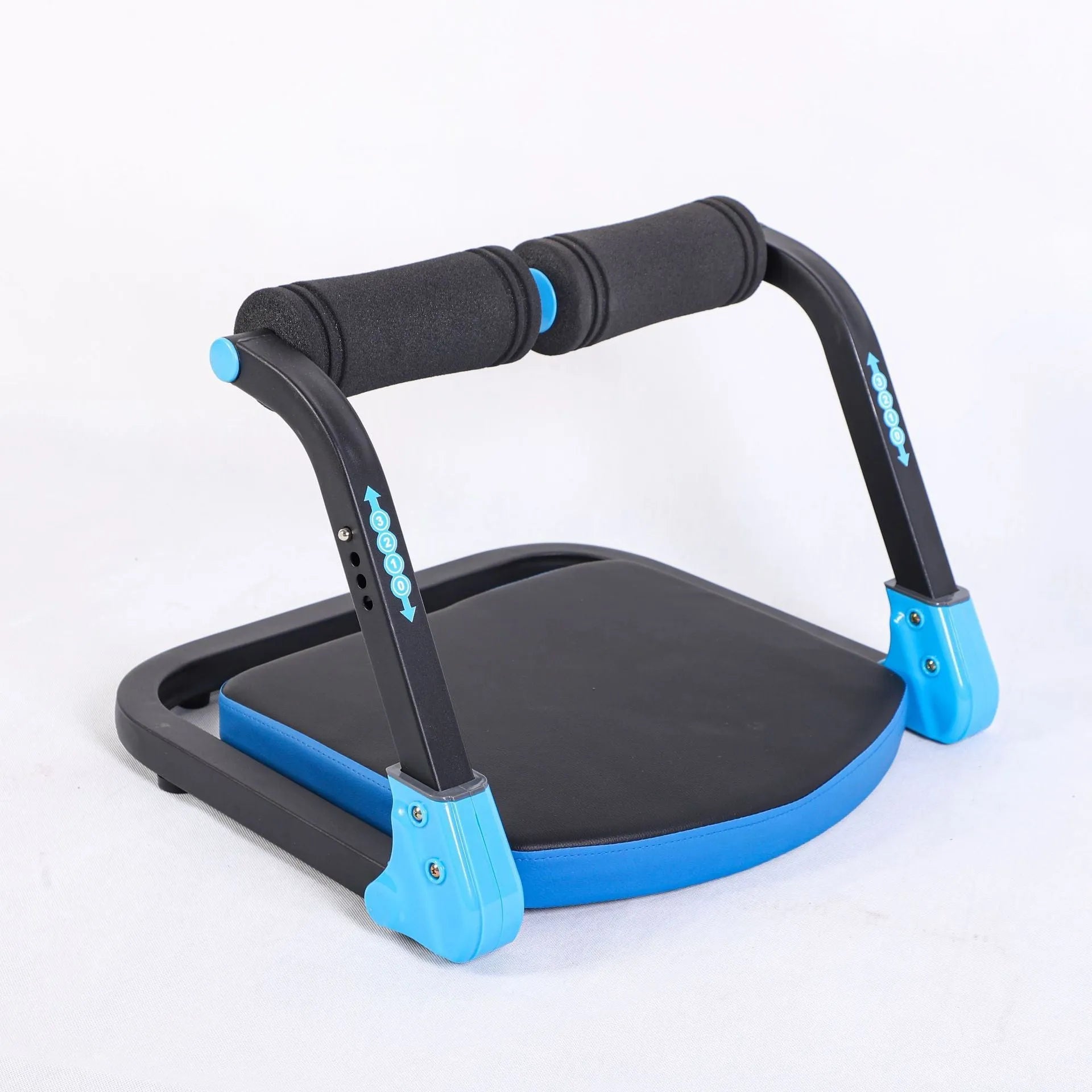 Household mini multifunctional abdominal device in sky blue and red colours for fitness training