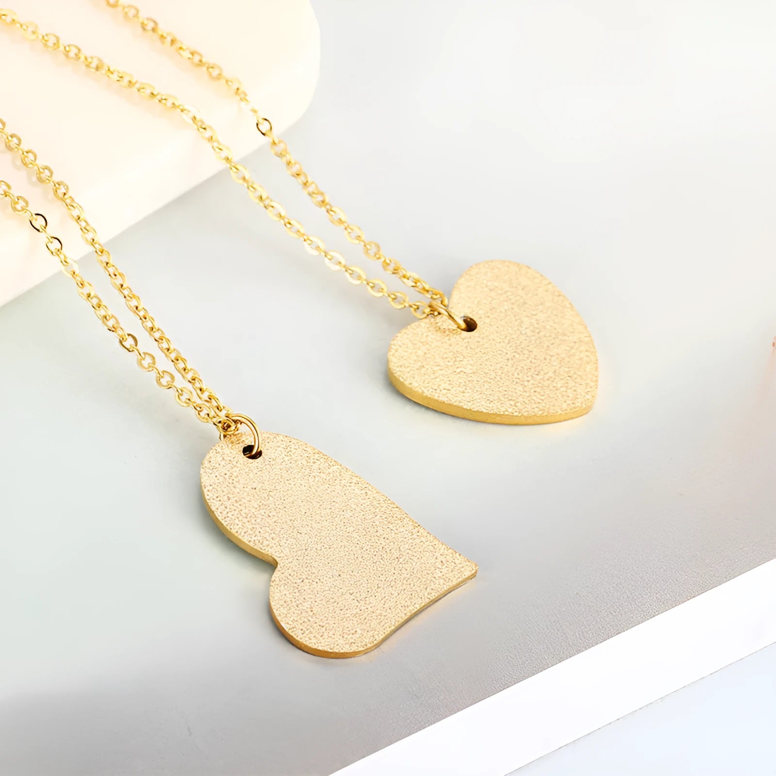 Women's titanium steel necklace with geometric heart pendant in colour KN25736-Z