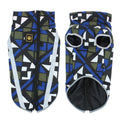 Thick reflective hardshell dog jacket in geometric pattern with European American styling