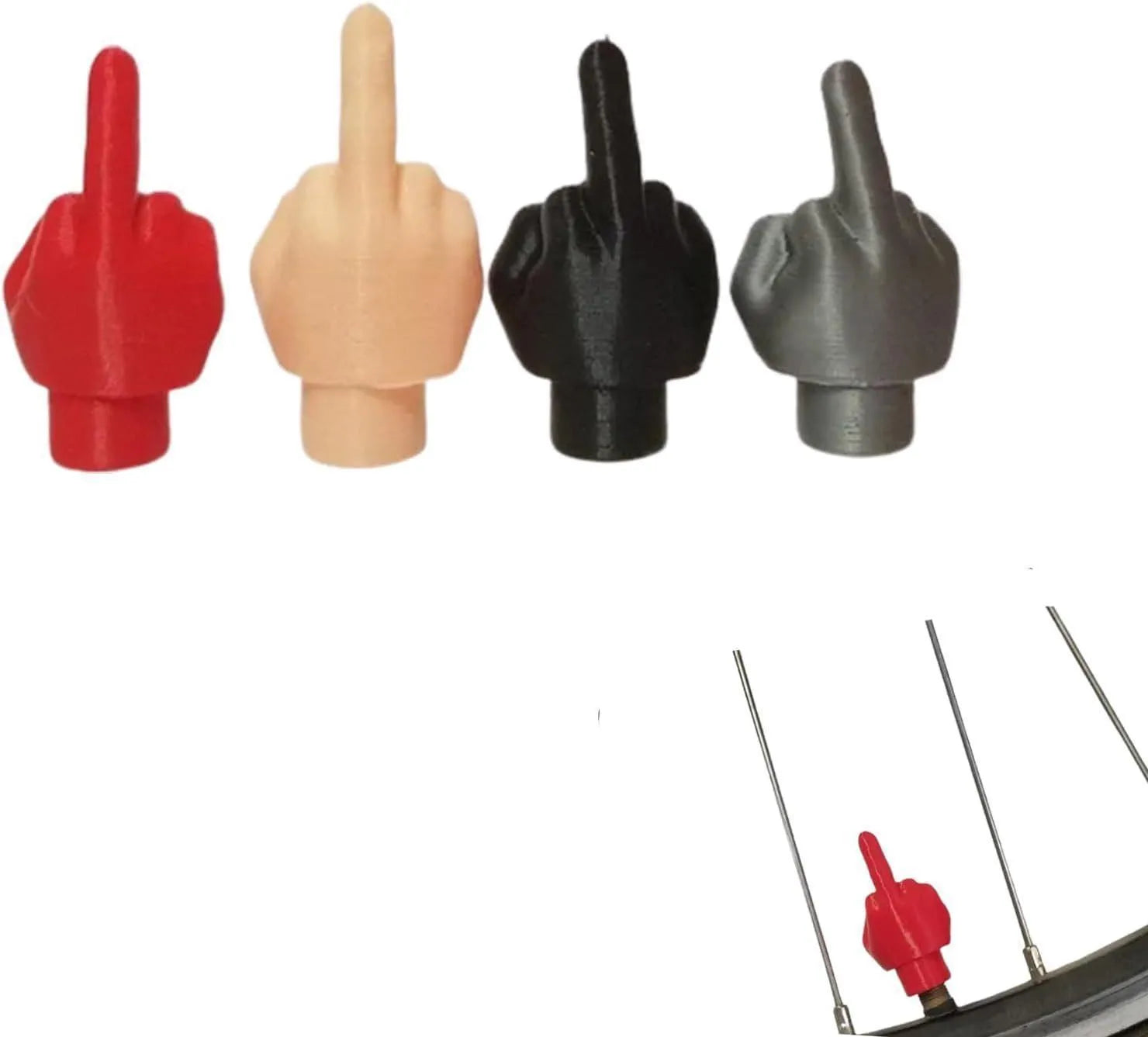 Four latex tyre valve dust cover caps in black and skin colours for car tyre protection