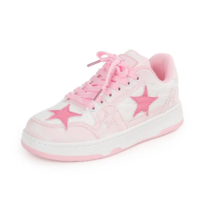 Denim skateboard shoes with rubber soles in black, green, or pink colours with front lace-up design