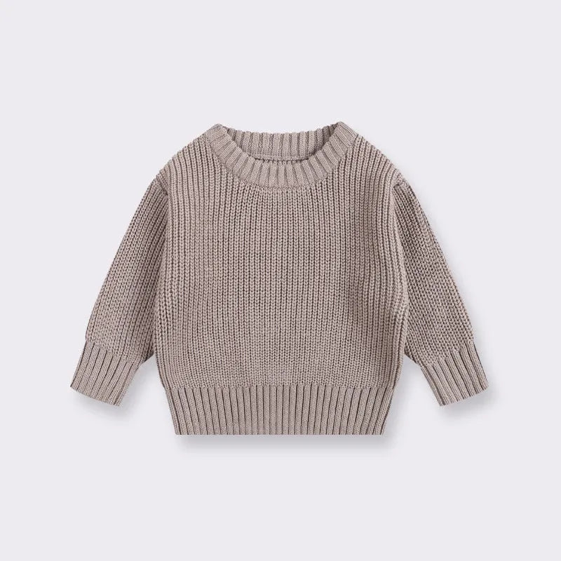 Girls' cotton round neck pullover knitwear in apricot, 66cm size, standard wool yarn thickness