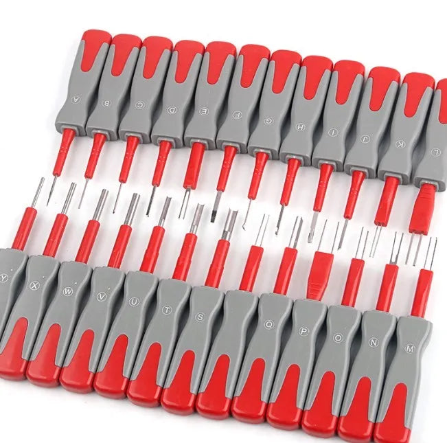 25-piece car terminal removal tool kit in storage case for automotive electrical harness disassembly