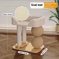 Pine wood cat nest with sisal scratching posts, double grasping balls, and summer sleeping mat