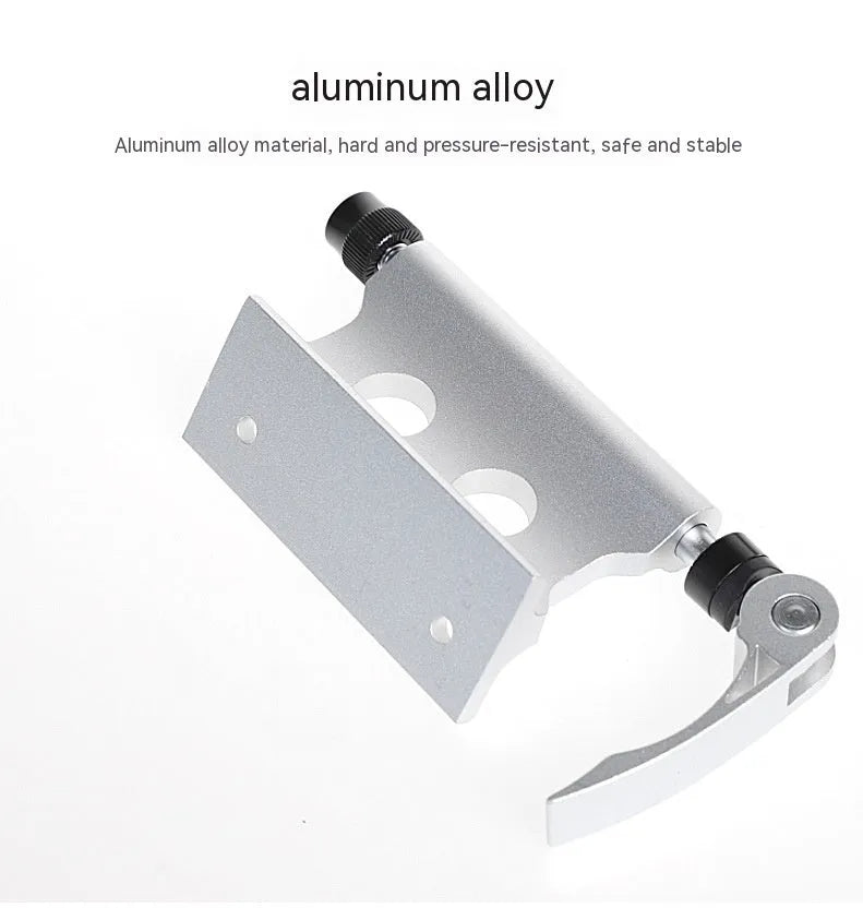 Silver metal quick release fixing clip for bicycle front fork accessory mounting