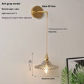 Retro brass lotus wall lamp with glass shade in six colour options