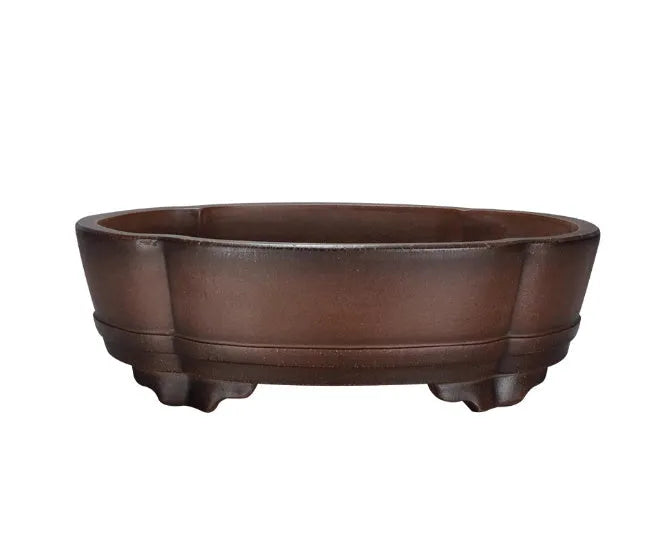 A simple classical-style purple clay bonsai pot for tabletop or floor plant display.