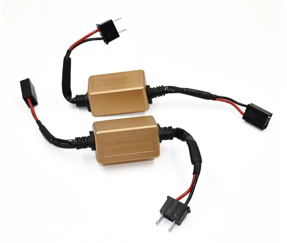 Black alloy LED car headlight Canbus decoder for H4 H7 H11 compatibility.