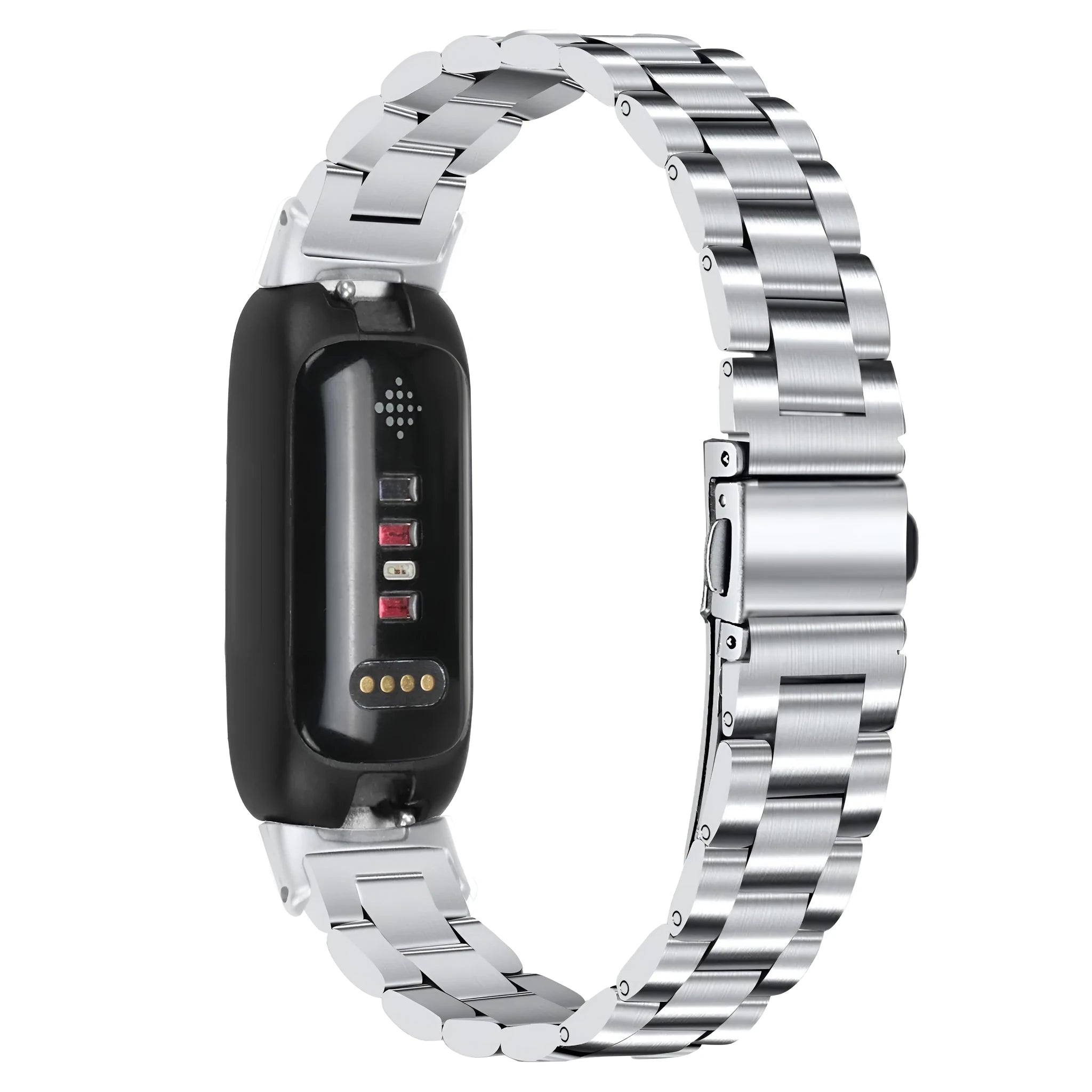 Stainless steel Fitbit Inspire 3 watch strap with three beads design in rose gold colour