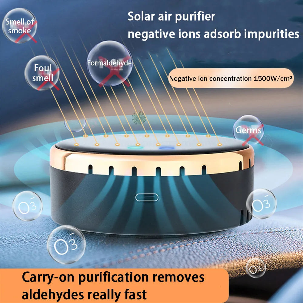 Solar car air humidifier installed at vehicle air conditioning outlet