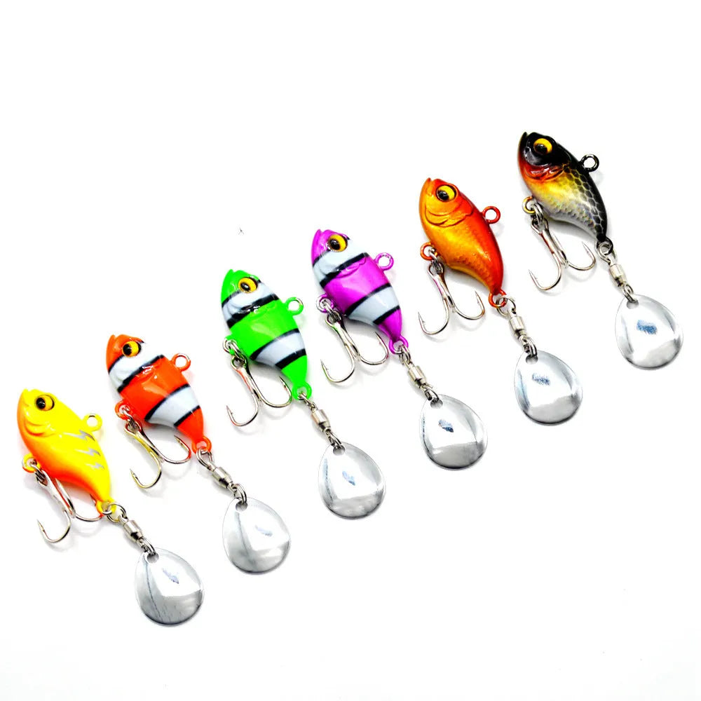 Metal sea fishing rotating sequin lure showing iron plate mechanism and colour pattern options