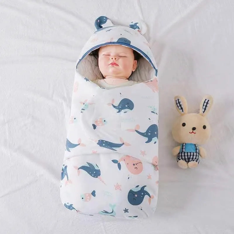 Cotton sleeping bag for newborn babies hold quilt pure cotton spring autumn 3M 6M Green Elephant style