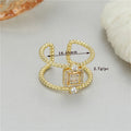 Open ring with adjustable opening in 14K copper-plated gold finish, U-shaped asymmetric design