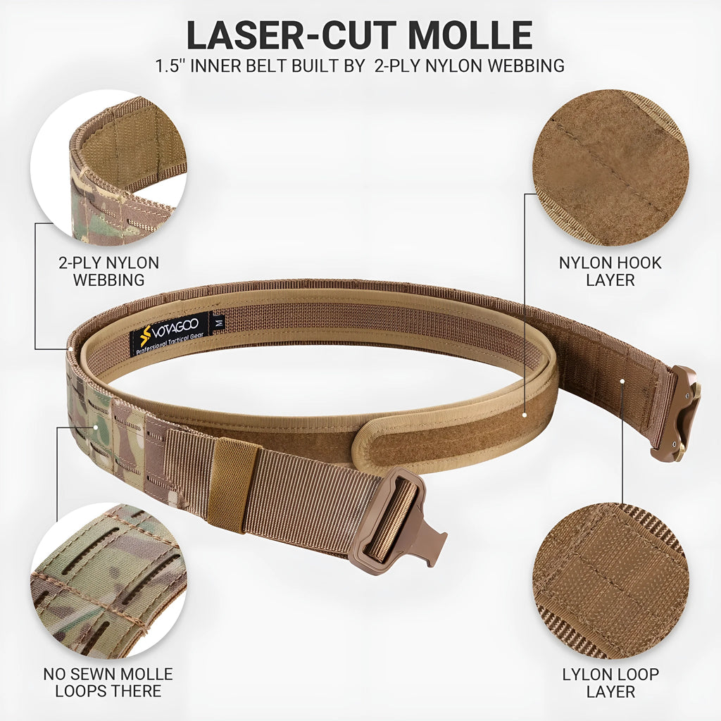 Votagoo 2-inch wide tactical belt with quick-release alloy buckle in CP camouflage colour.