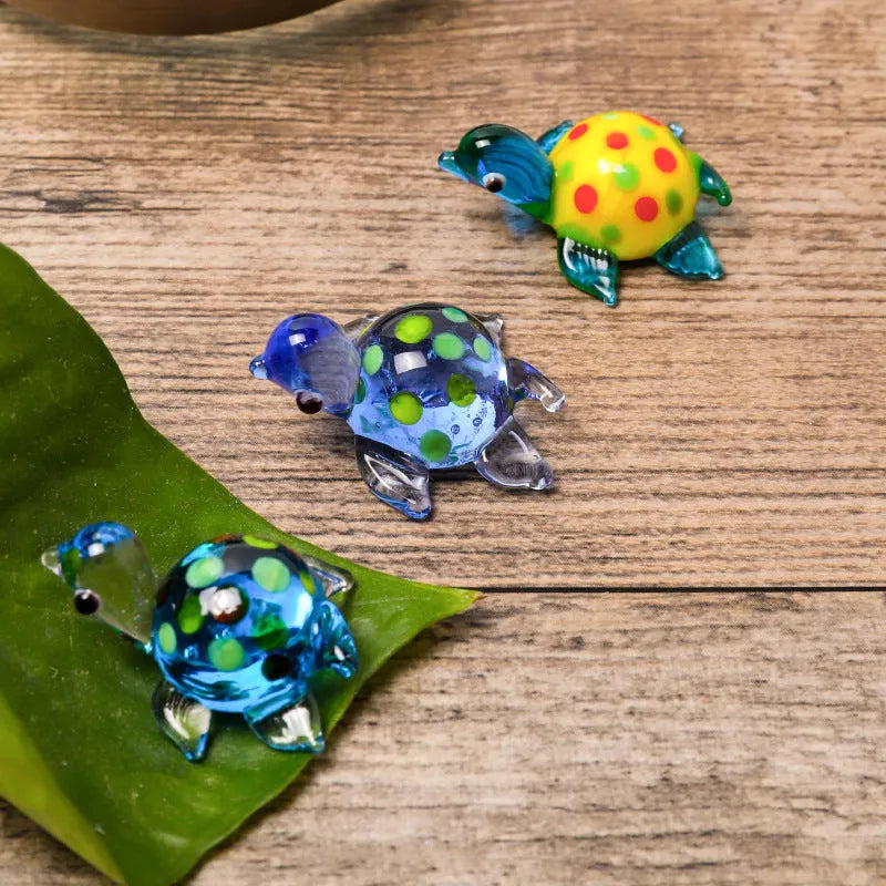 Geometric glass turtle desktop ornament in six colour combinations for modern home decoration
