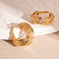 Twisted round geometric women's hollow stud earrings in silver or gold electroplated finish