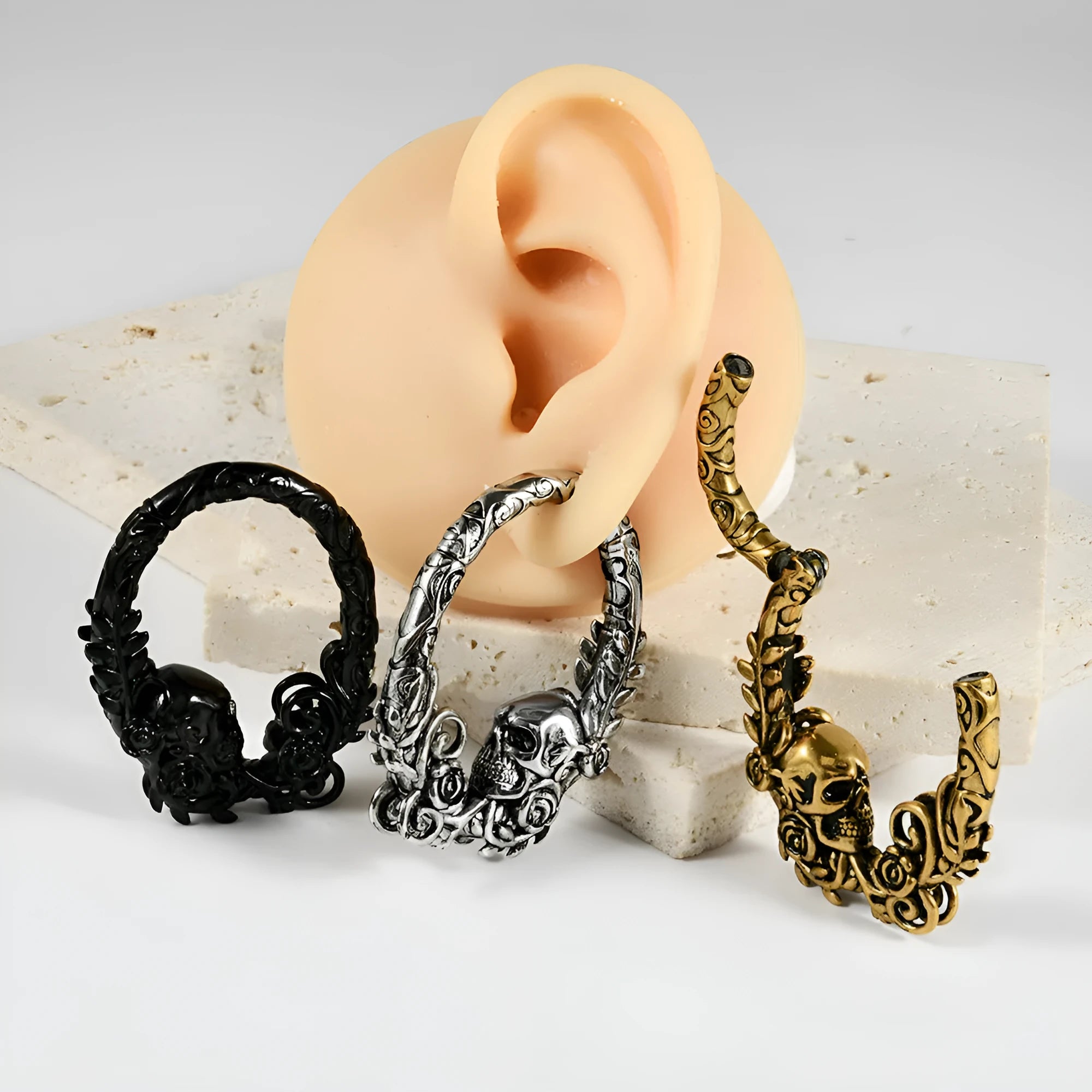 Stainless steel totem pattern fashion earrings in electroplated colours