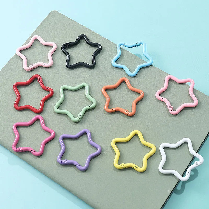 Zinc alloy five-pointed star keychain in a choice of macaron colours on a split ring.